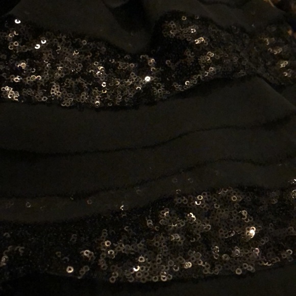 Aidan by Aidan Mattox Sleeveless Blouson Sequin Chiffon Stripe Gown w Side Slit - Picture 3 of 6